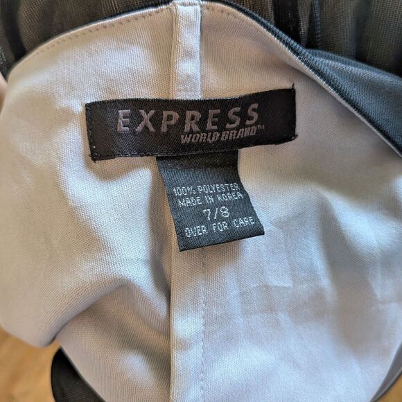 Vintage Y2K Express Mesh Mini Dress Black LBD Party Whimsigoth Size 7/8 - Picture 8 of 8